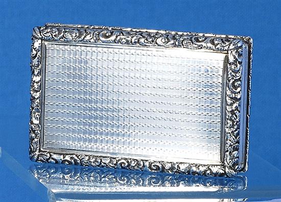 An early Victorian engine turned silver snuff box, by William Simpson, Length 86mm Weight: 5oz/156grms